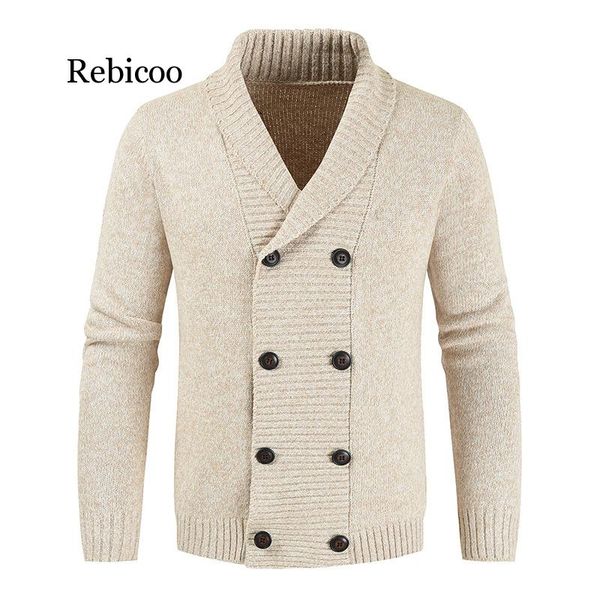 

men's winter wool cardigan sweater double breasted cashmere v neck sweater men large size long cardigan men pull homme 2019, White;black