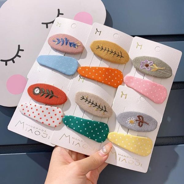 

korean fabric dot stitch flower cute children girl kids cartoon bb hairpins hair clips head wear sets hair accessories-skc5-w1, Slivery;white