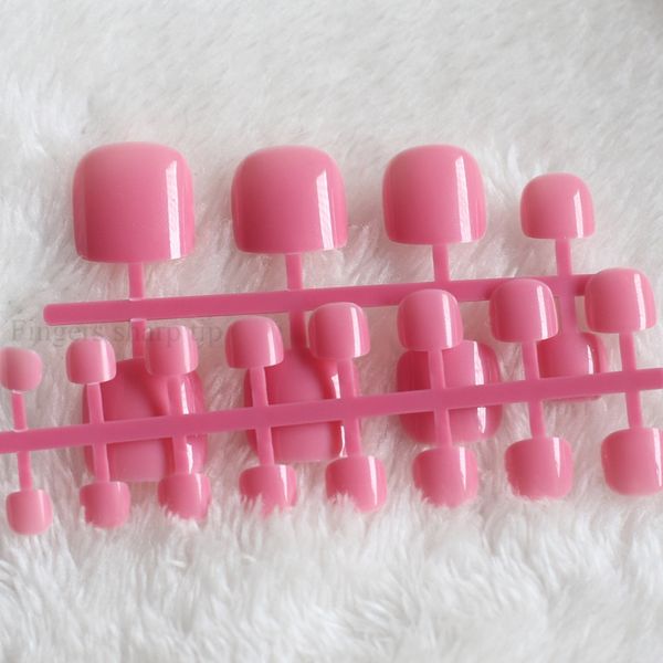 

2019 buys french show cute candy fake toenails toes deep pink #003, Red;gold