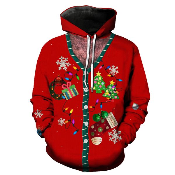 

2019 new christmas printing series men's cardigan fashion hat men's wear fashion sweatshirts printing blouse hoodies, Black