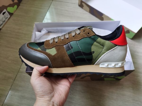 

с коробкой новый топ моды шпильки камуфляж кроссовки обувь обувь женщины звезда квартиры роскошный дизайнер rockrunner тренеры мужчины повсе, Black