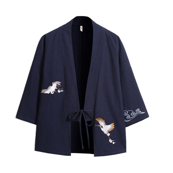 

mens chinese style retro half sleeve cardigan print jacket chinese clothing loose fit plus size cotton linen coat, Black;brown