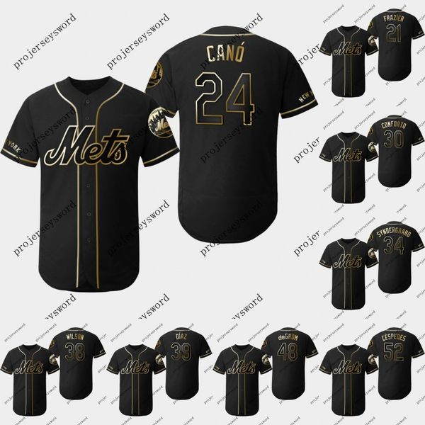 

Robinson Cano 2019 Golden Edition Jersey Michael Conforto Noah Syndergaard Edwin Diaz Jacob deGrom Jed Lowrie Mets Baseball Jerseys