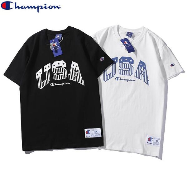 

2020 brands cotton women's short-sleeved usa t-shirt korean version of the loose stripe trend women's summer new fashion wild simp, White