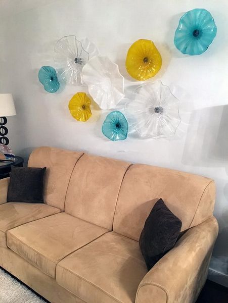 

luxury art l lobby gallery blown glass wall plates 100% hand blown glass wall plates colorful lamps