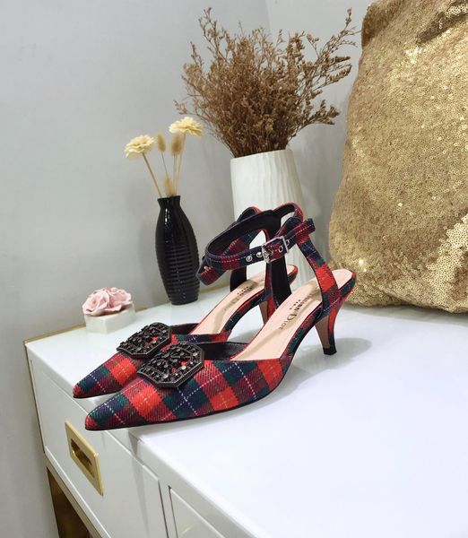 

new european and american hollow checkered pointed toe stiletto heel pumps women's singles wedding shoes leather sole 4.5cm03, Black