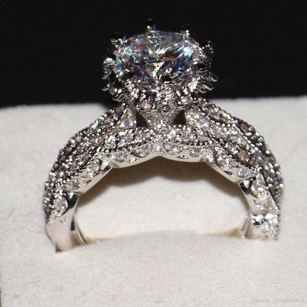 

luxury women jewelry 925 sterling silver white z diamond bridal wedding engagement ring set size 5-12