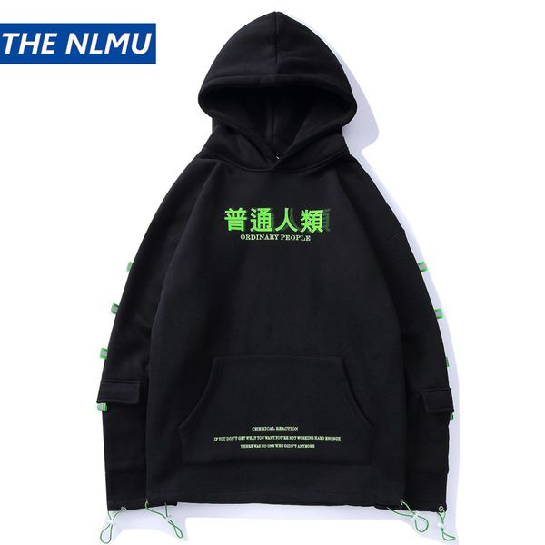 

men's hoodies & sweatshirts hip hop fleece hooded sweatshirt streetwear hipster men 2021 autumn fashion chinese print pullover hoodie b, Black