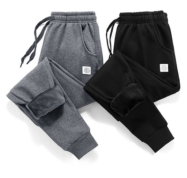 2021 homens grossos corredores de lã calças casuais calças masculinas inverno morno veludo sweatpants tracksuit preto cinza