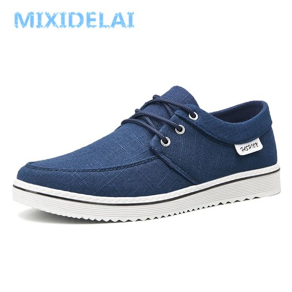 

mixidelai new arrival spring summer comfortable casual shoes mens canvas shoes for men lace-up brand fashion flat loafers shoe, Black