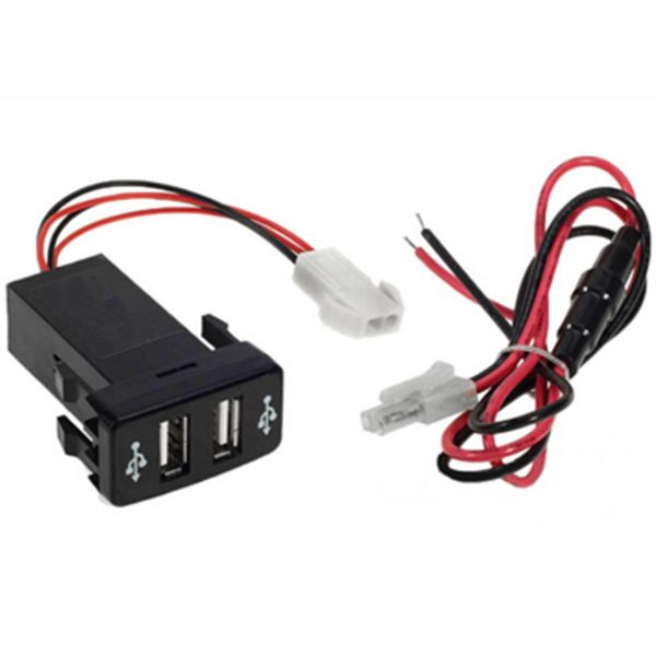 

marsnaska car 2.1a dual usb port charger smartphone pda dvr + audio input for vigo quality