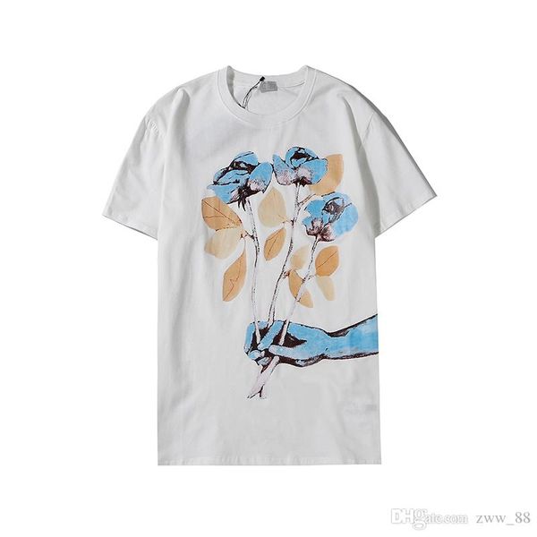 

2020 summer luxury classic rose printed london tee t-shirt men women clothes cotton casual t shirt m-3xl, White;black