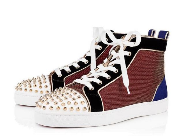 

luxury sneaker studded spikes men trainers red bottom shoes new designer brand flats brand comfortable casual shoes, Black