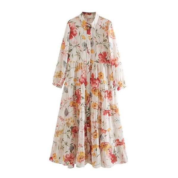 

beforw 2019 fashion women vintage floral print casual loose long dress female elegant high waist shirt chiffon dress vestidos, Black;pink