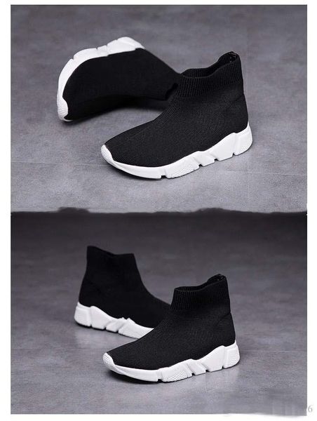 

2019 infant & children kids running shoes speed sock high sneaker tess mesh outdoor sports shoes toddler boy & girl trainer stretch-knit, Black