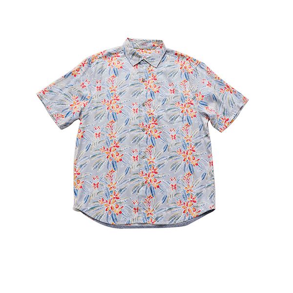 

two colors plus big size men hawaiian short sleeve printed shirt 70% cotton 30% silk fabric new design round hem summer casual, White;black