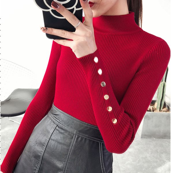 

woman sweaters women sweater autumn new winter women knitted sweater pullovers turtleneck solid color slim elastic sweater mujer ym797, White;black
