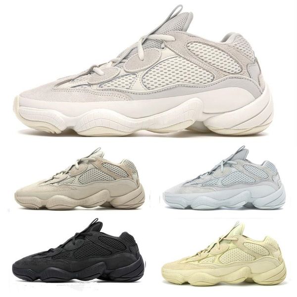 

new bone white desert rat 500 mens designer sneaker kanye west 500s blush supermoon yellow utility black salt cow leather sports shoes 36-45, White;red