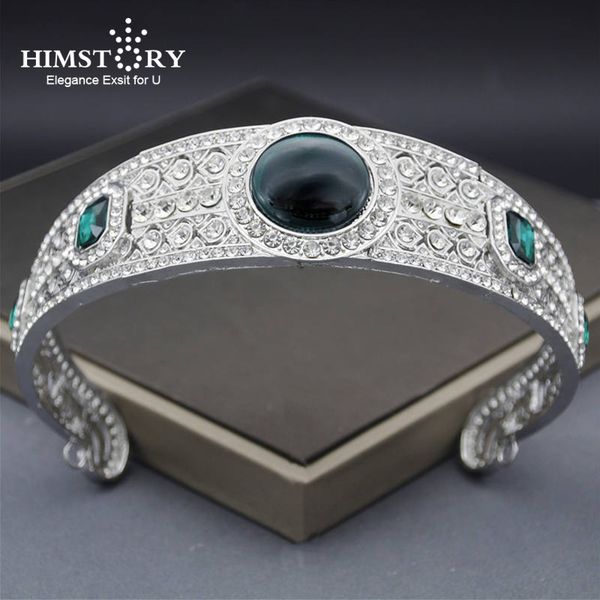 

himstory кристалл горного хрусталя tairas crown princess eugenie зеленый свадебный тиара корона для женщин аксессуары ювелирные изделия, Golden;white