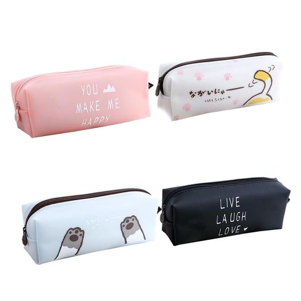 

solid color silicone pen bag girl simple student stationery cute small personality bag fresh pen h9b6