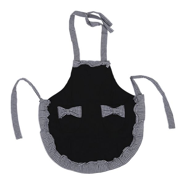 

womens ladies fancy maid set apron with bowknots pockets