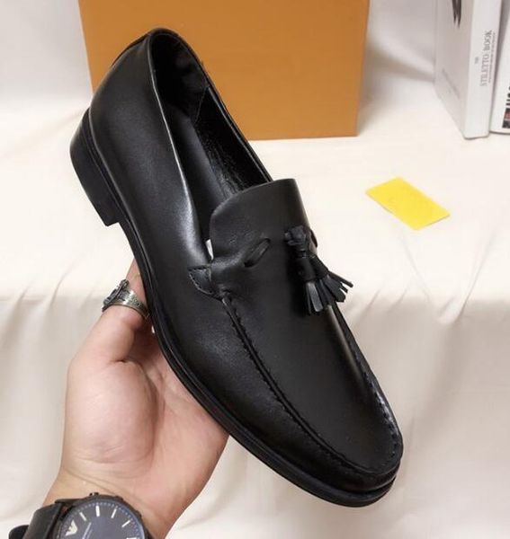 

orignal box ] luxury new louise mens design gommino loafers slip on dress drive leisure walking shoes size 39-45, Black