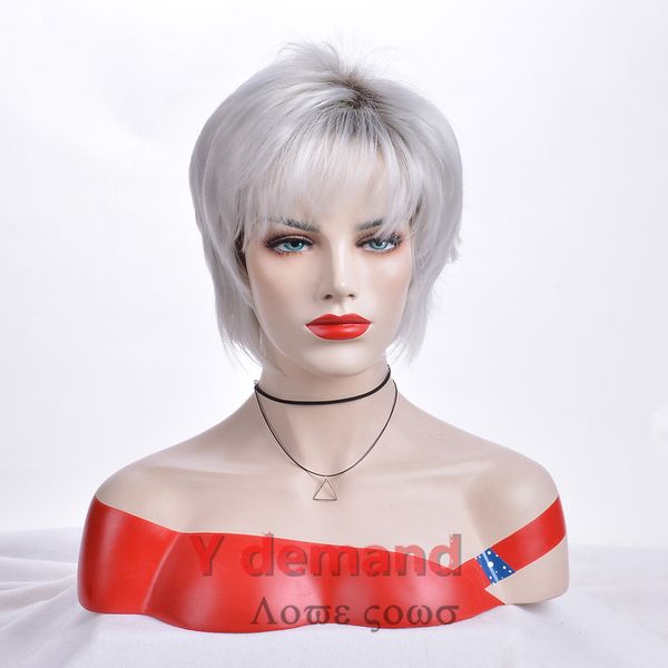 

mother's day gift mommy wig synthetic cosplay wig halloween costume party hair wigs for women ladies stylish short hairstyle female wig, Black