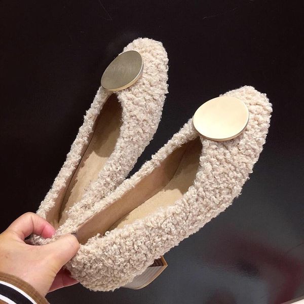 

shoes on heels slip-on all-match female footwear casual sneaker square toe loafers fur women shallow mouth 2019 fashion women's, Black