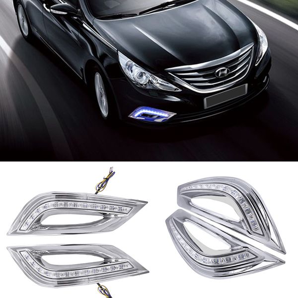 

для sonata yf 2011 2012 2013 2014 turn функция желтый сигнал автомобиля 12v drl лампы водонепроницаемые светодиодные фары дневного света