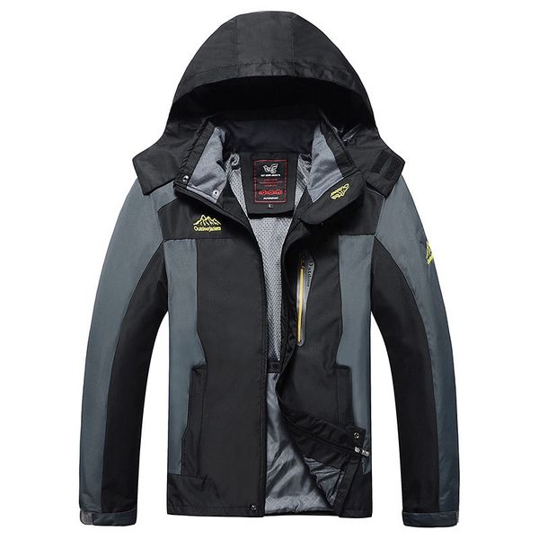 

autumn men windbreaker male windproof waterproof hood jacket plus big size 5xl 6xl 8xl 9xl man coat work clothing outwear, Black;brown