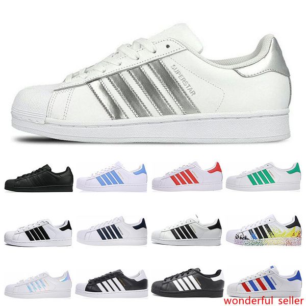 

designer super star white hologram iridescent junior men superstars 80s sneakers pride womens mens trainers superstar casual shoes 36-44