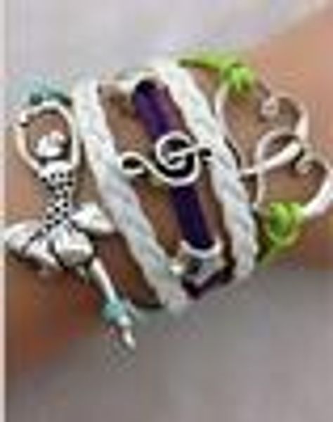 Großhandels-Believe-Ballett-Tänzer-Unendlichkeitsarmbänder-Stulpenarmreif-Charm-Armband aus Samtschnüren und Ledergeflechtarmbändern-Schmuck hy1103