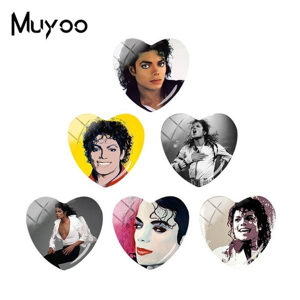 

2019 new michael heart glass dome cabochon mj rock star p cabochons handmade jewelry diy jewelry cabochons flat back, Blue;slivery