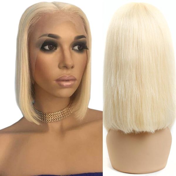 

613 blonde lace front wig brazilian bob straight human hair wigs for women transparent 13*4 lace front wig 613 honey blonde remy, Black;brown