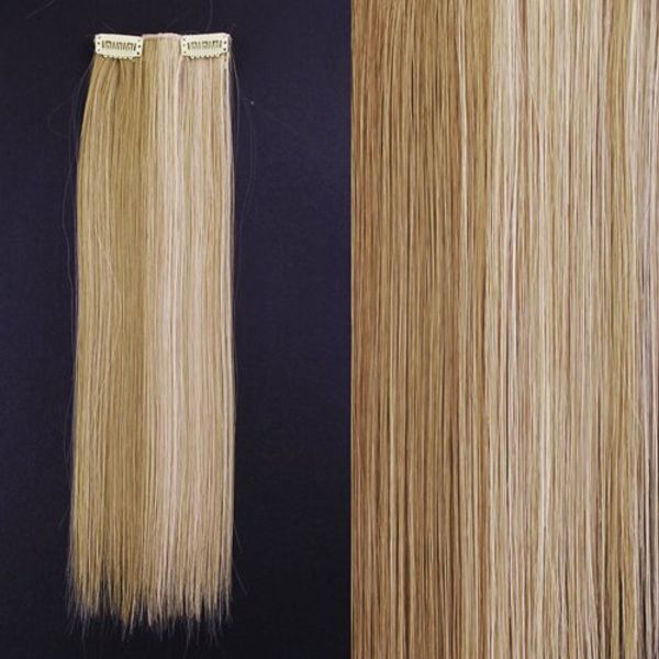 

8 18" #27/613 blonde highlights straight full head synthetic hair extensions, Black;brown