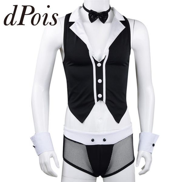 

мужская сексуальная горничная ролевая игра костюм наряды топы боксер трусы нижнее белье с воротником наручники белье набор мужские трусики н