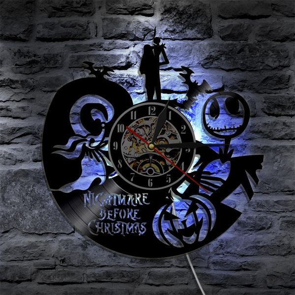Nightmare Before Christmas Silhouette Led Light Wall Vinyl Clock