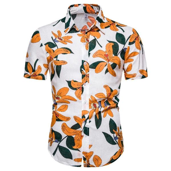 

cyxzftrofl summer man рубашка мужская этнический ситца белье нашивки с коротким рукавом свободные гавайский хенли рубашки гавайский, White;black