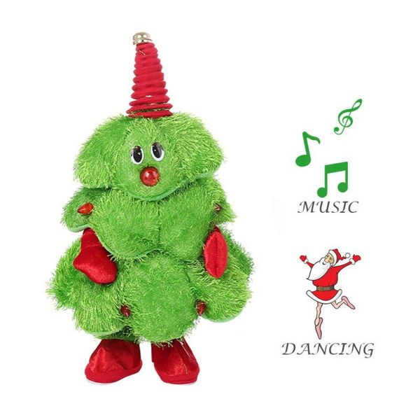 

christmas tree figurine ornament electric singing and dancing santa hat/christmas tree plush toy funny kids gift