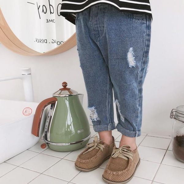 

2019 arrival girls boys denim holes pants spring fashion kids jean pants 1-6t, Blue
