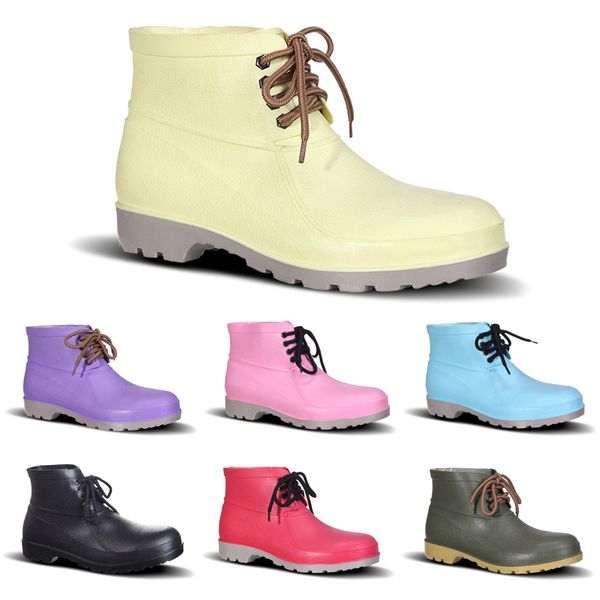 2020 Homens botas de chuva Low Seguro Trabalho mineiro Shoes No-Brand Design Aço Toe Cap Rosa Amarelo Preto Roxo Vermelho Verde Escuro 38-44