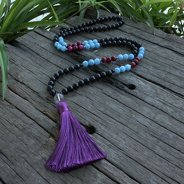 

8mm amazonite and black onyx beads necklace, encouragement inner power japamala, 108 bead mala, mala jewelry, mala prayer beads, Silver