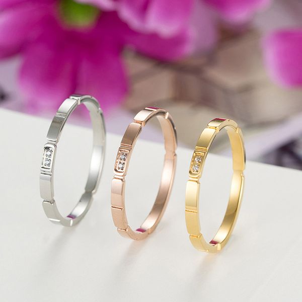 

элегантный bamboo дизайн дама кольцо из нержавеющей стали простого цирконий женщина серебро / золото / розовое золото цветого палец кольца о, Silver