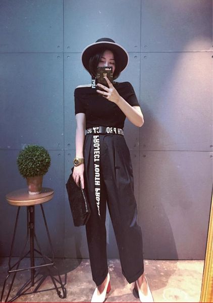 

2019 gothic harajuku woman street belt canvas punk letters printed decoration loop shaped mental buckle jeans waist belt femme, Black;brown