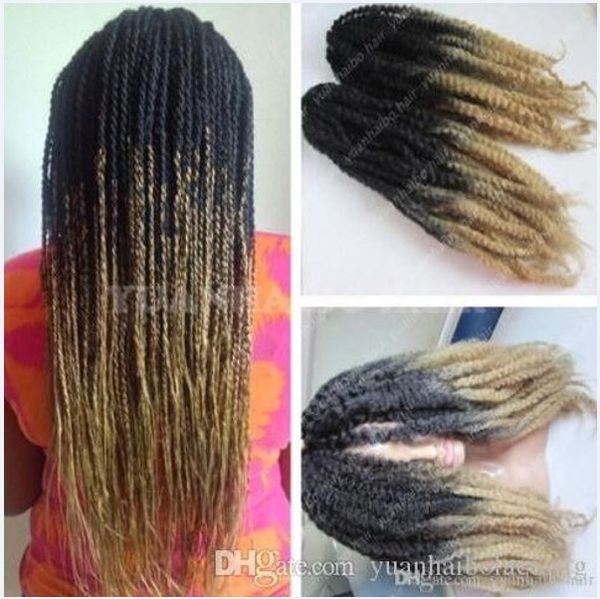 12 confezioni Full Head Two Tone 12A Marley Braids Hair 20inch Black Blonde Ombre Estensioni dei capelli sintetici Kinky Twist Braiding Spedizione gratuita