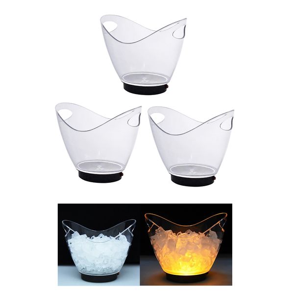 

3x led luminous ice bucket beer wine whisky cooler barrel for club party 2l