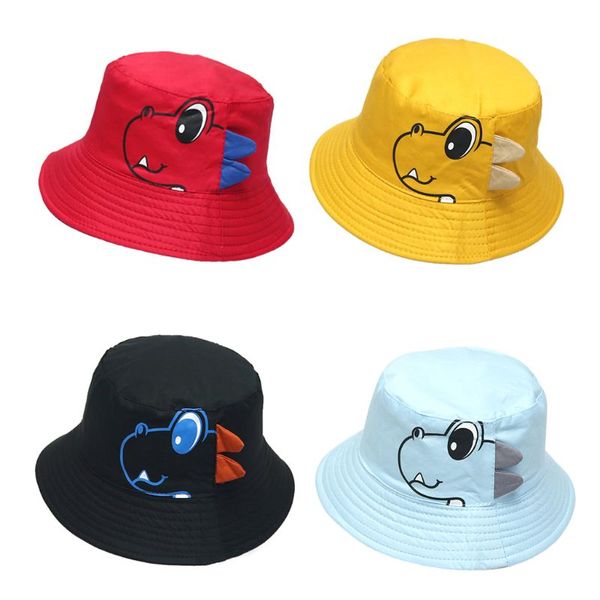 

dinosaur baby hat cotton double-sided bucket hat baby spring autumn cap kids hats toddler accessories, Yellow