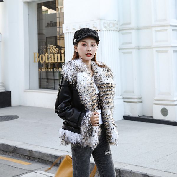 

100% natural real fur coat female genuine leather jacket winter coats women clothes 2020 korean vintage double-faced 0059, Black