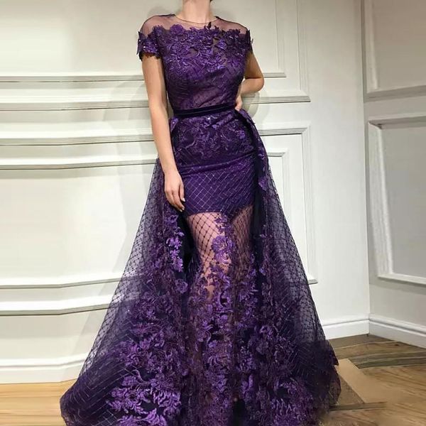 

special link for 6 maid of honor dresses jewel neck short sleeve mermaid evening dress lace appliques purple special occasion dress, Black;red