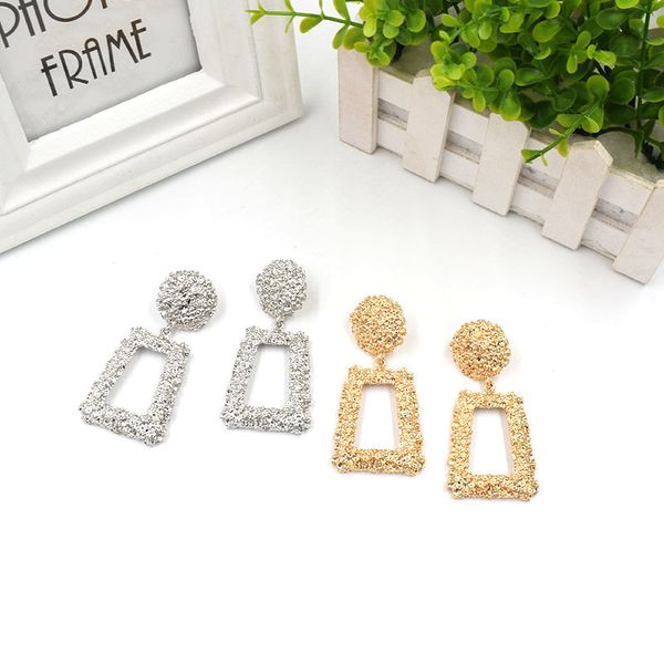 

ek171 european brand vintage earrings for women geometric statement earring 2019 za jewelry metal earing fashion jewelry trendy, Silver